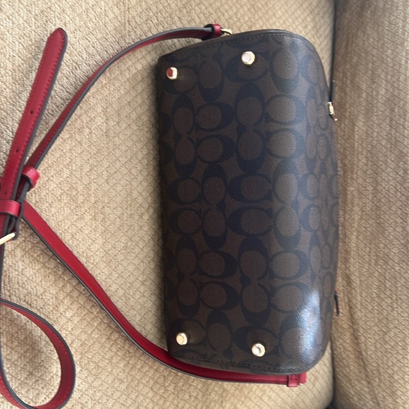 Coach Rowan Brown and Red Satchel New - Picture 6 of 11